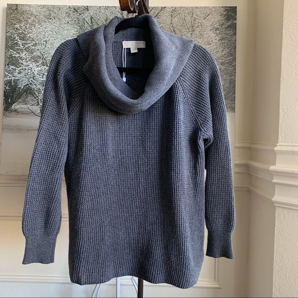 MICHAEL KORS CASUAL WAFFLE KNIT COWL NECK SWEATER - Picture 3 of 12